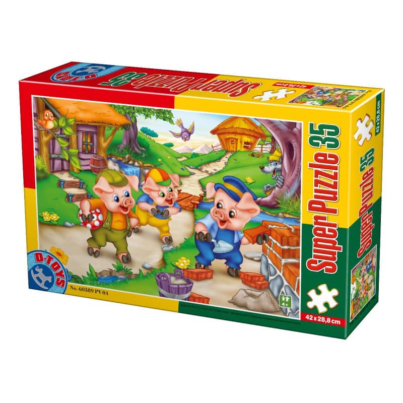 Super Puzzle copii 35 piese - Basme - Cei 3 purceluși-0