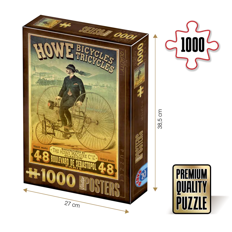 Puzzle adulți 1000 piese Vintage Posters - Howe Bicycles Tricycles-0
